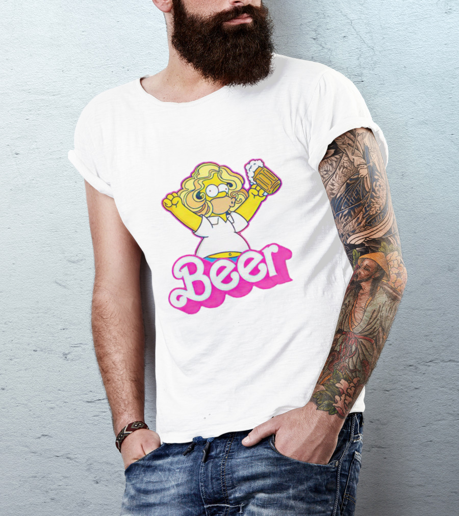Barbie Homer Simpson Beer Mug T-Shirt