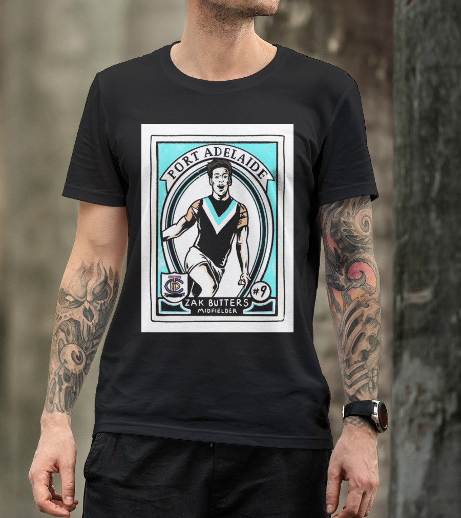 Port Adelaide Zak Butters #9 Midfielder Card T-Shirt