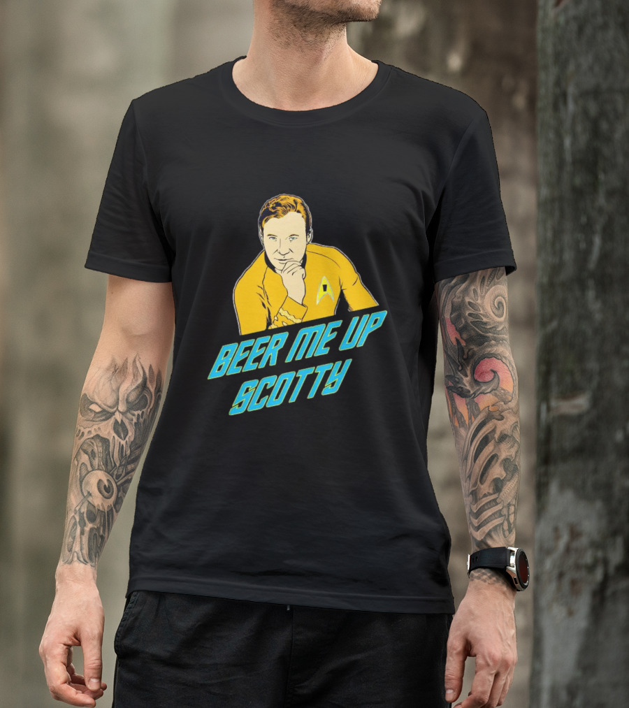 Beer Me Up Scotty Star Trek Captain Yellow Uniform T-Shirt