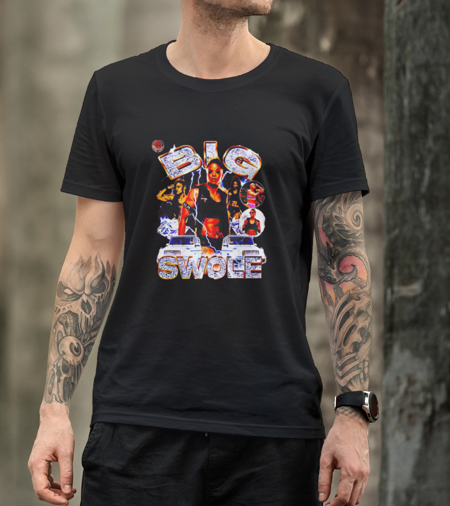 Big Swole Dynamic Posed Collage With Vehicles And Lightning Effects T-Shirt