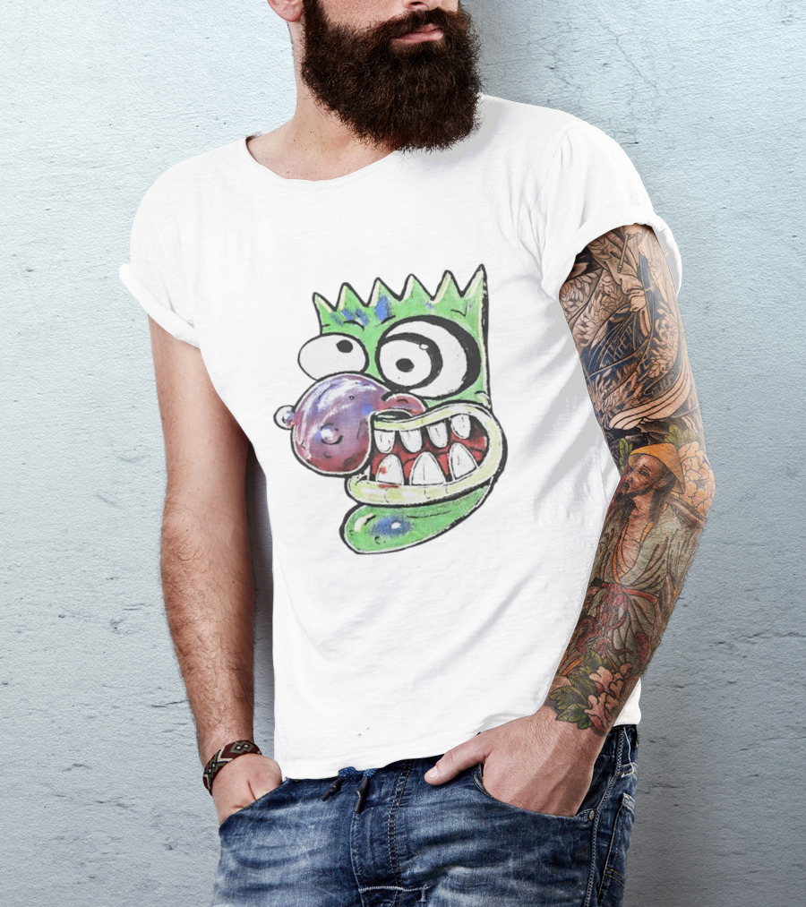 Hypno Eggplant Cartoon Fusion Character With Whimsical Eyes And Grinning Teeth T-Shirt