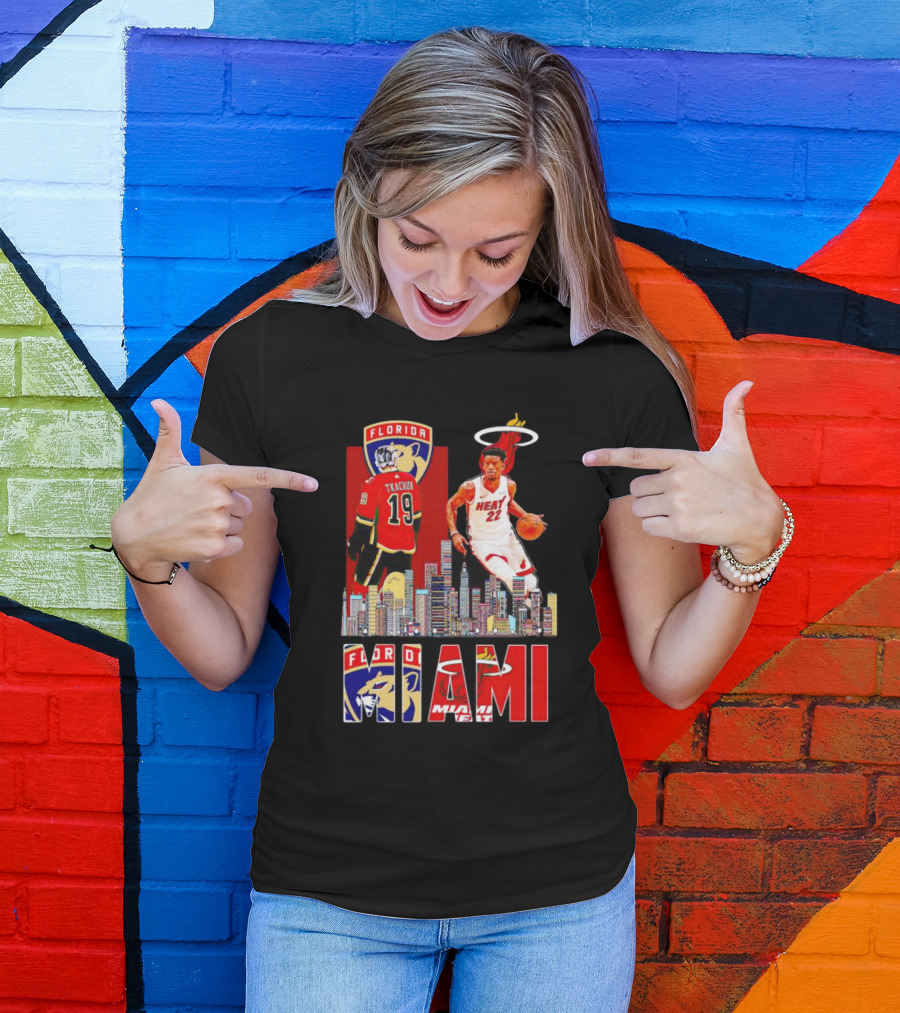 Florida Panthers Tkachuk Miami Heat Jimmy Butler Skyline T-Shirt