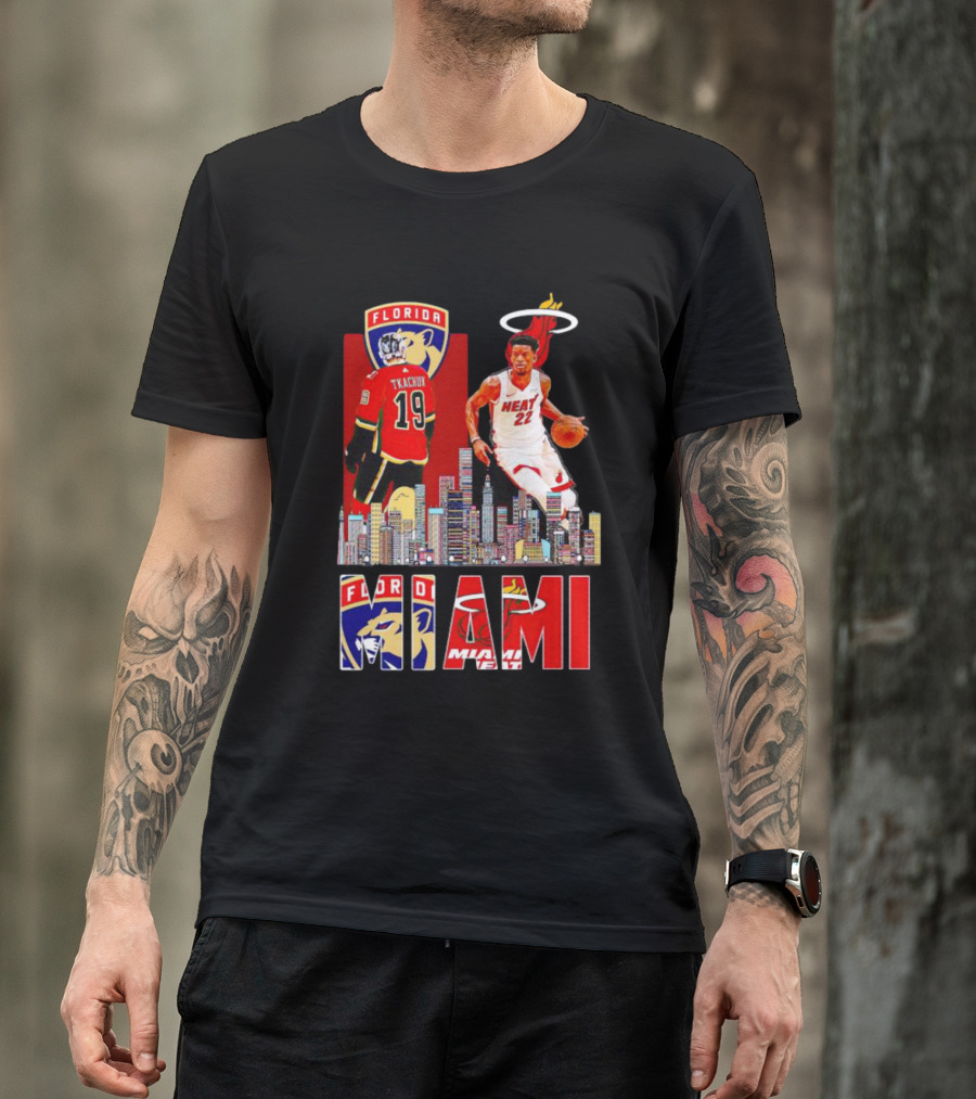 Florida Panthers Tkachuk Miami Heat Jimmy Butler Skyline T-Shirt
