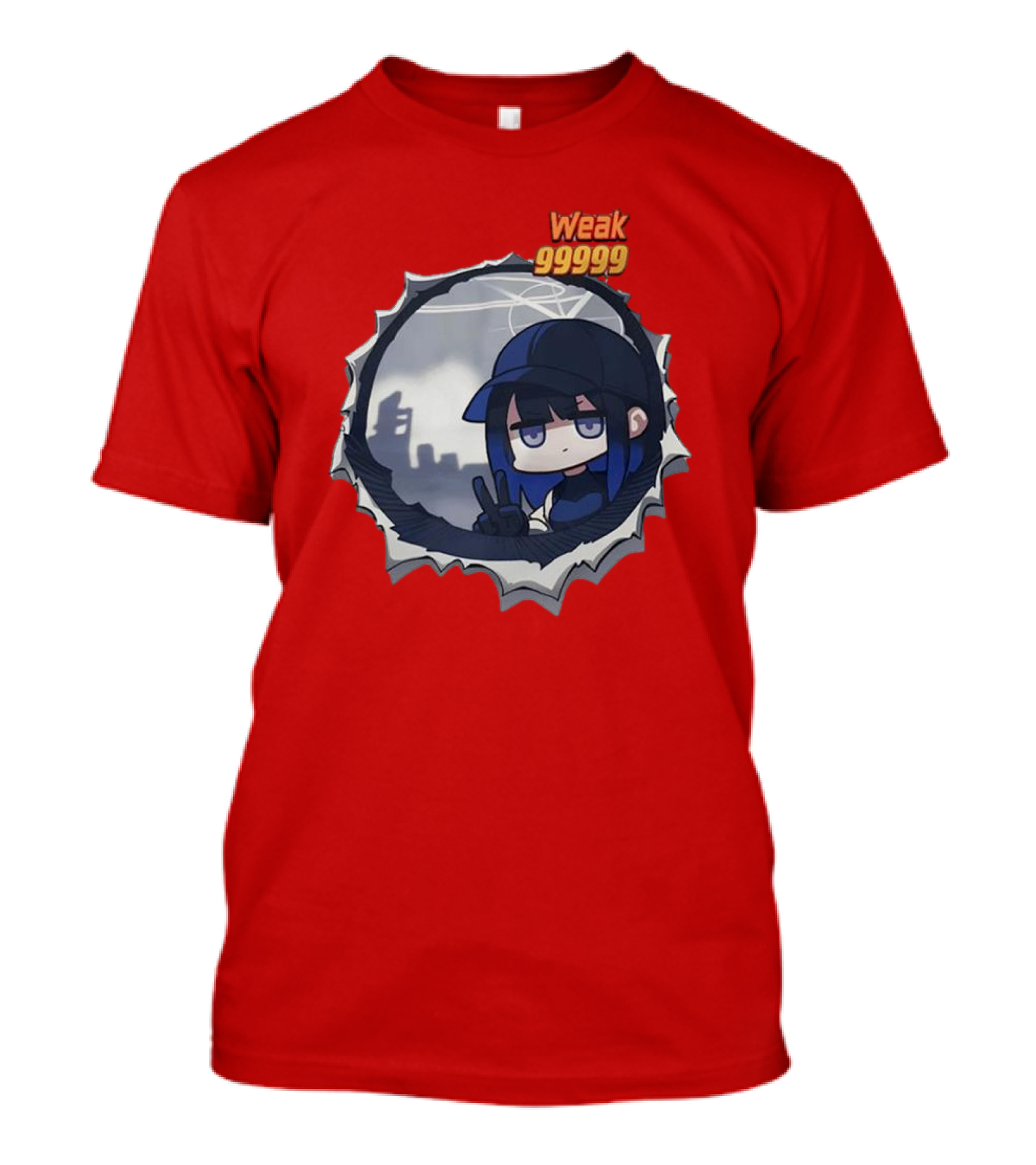 Weak 99999 Manga Character Peace Sign Japan Cityscape T-Shirt
