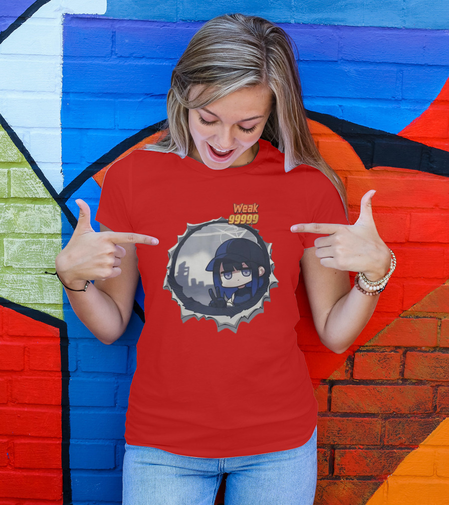 Weak 99999 Manga Character Peace Sign Japan Cityscape T-Shirt