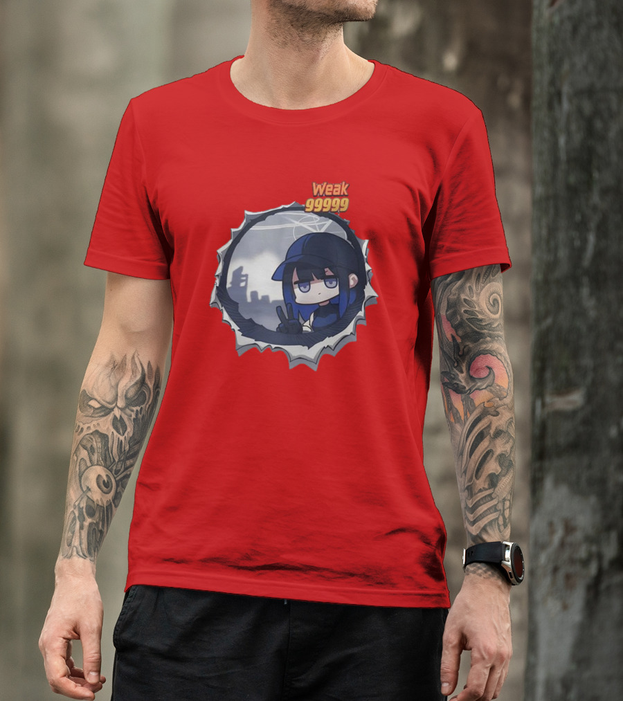 Weak 99999 Manga Character Peace Sign Japan Cityscape T-Shirt