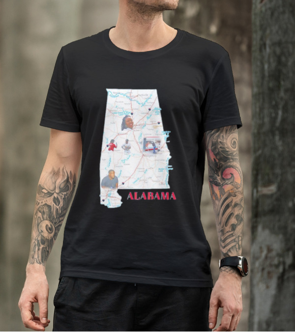 Alabama Map Riverfront Park Dock Brawl Icons T-Shirt