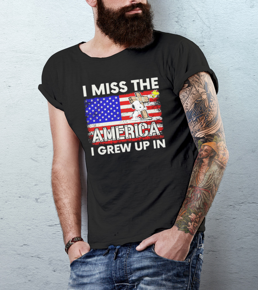 I Miss The America I Grew Up In Snoopy US Flag T-Shirt