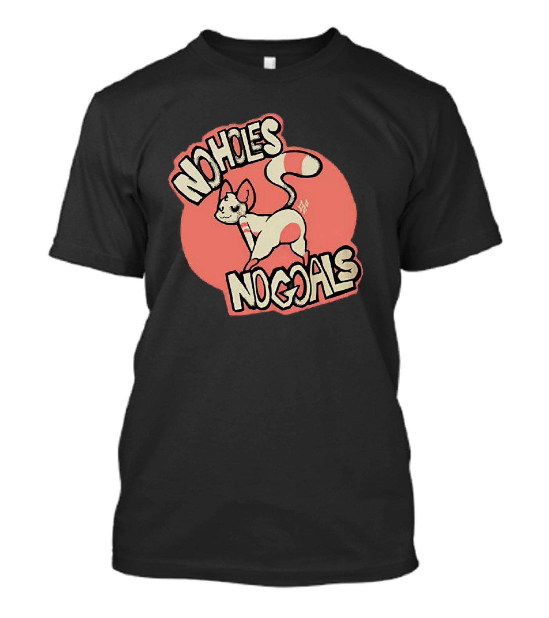 No Holes No Goals Cute Striped Cat T-Shirt