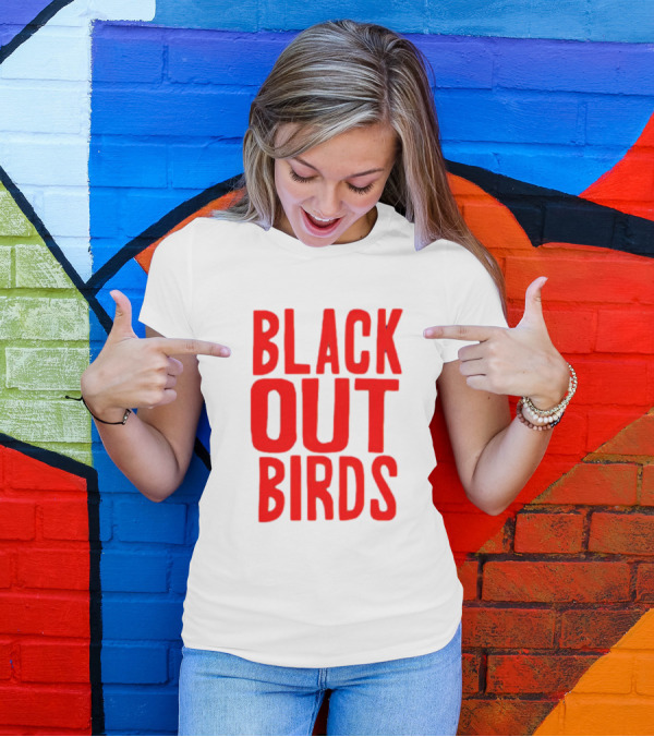 Louisville Black Out Birds Bold Red Text T-Shirt