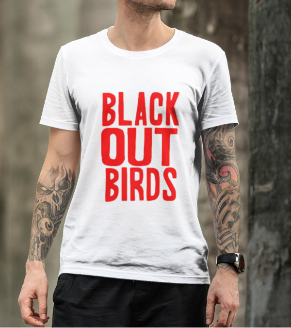 Louisville Black Out Birds Bold Red Text T-Shirt