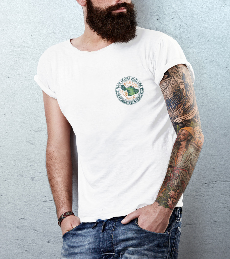 Hawaiian Islands Maui Strong Lokelani Sebastopol California Circle Emblem T-Shirt