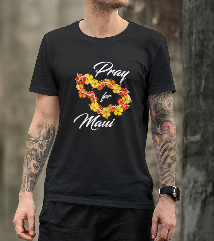 Pray For Maui Floral Hawaiian Lei T-Shirt
