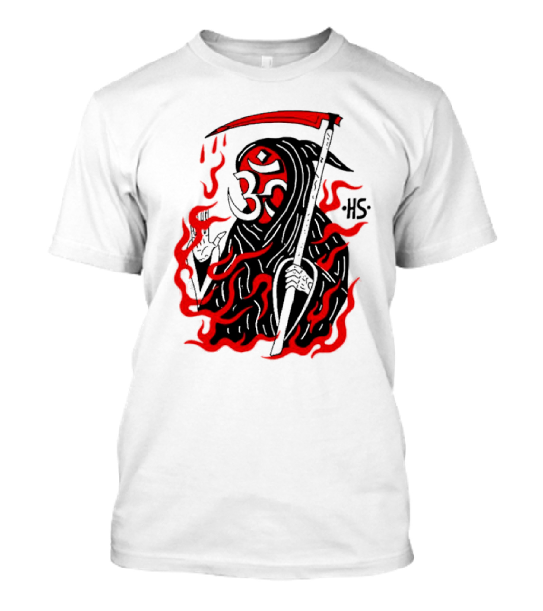Om Reaper HS With Red Flames And Scythe T-Shirt
