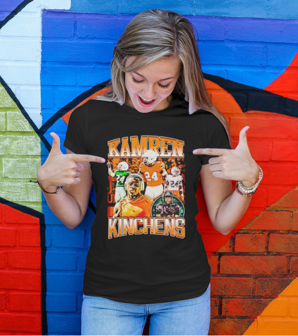 Kamren Kinchens Miami Hurricanes Vintage 24 Football Image T-Shirt