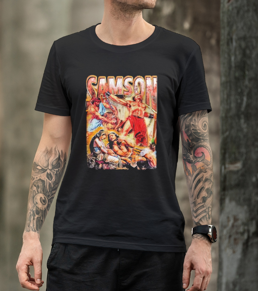 Samson Biblical Hero Epic Scene Vintage T-Shirt
