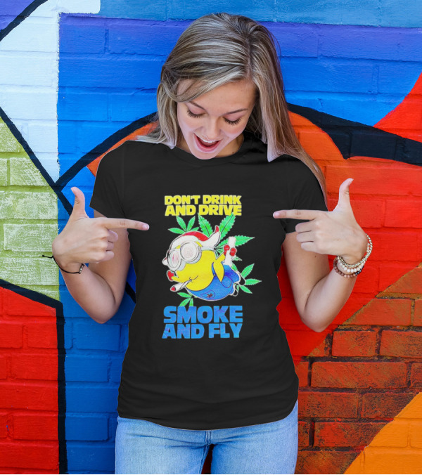 Minion Don't Drink And Drive Smoke And Fly With Leaf Accents And Red Glasses T-Shirt