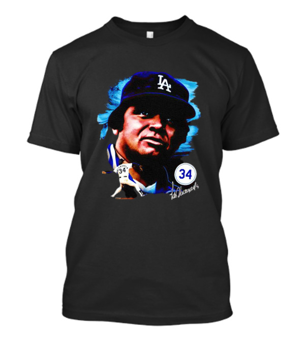 Los Angeles Dodgers Fernando Valenzuela 34 Signature LA Cap T-Shirt