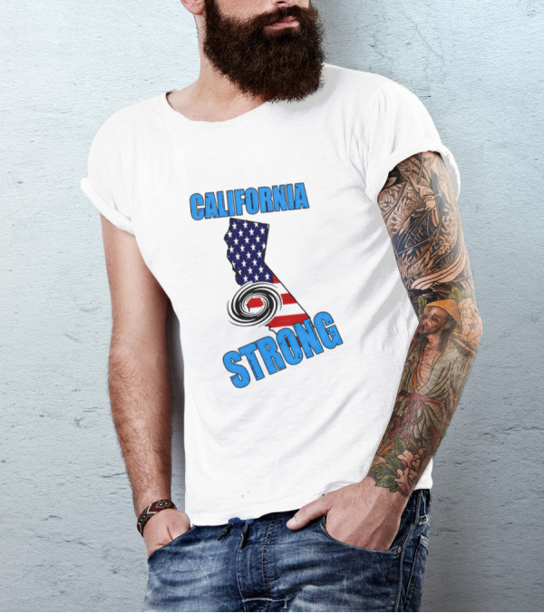 California Strong Hurricane Hilary California Map American Flag T-Shirt