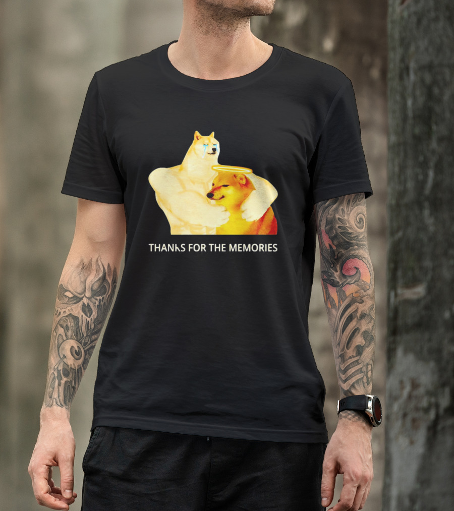 RIP Cheems Thanks For The Memories Doge Crying Angel Halo Hug T-Shirt