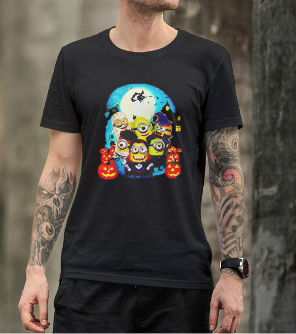 Minion Halloween Trick Or Treat With Spooky Theme And Pumpkins T-Shirt