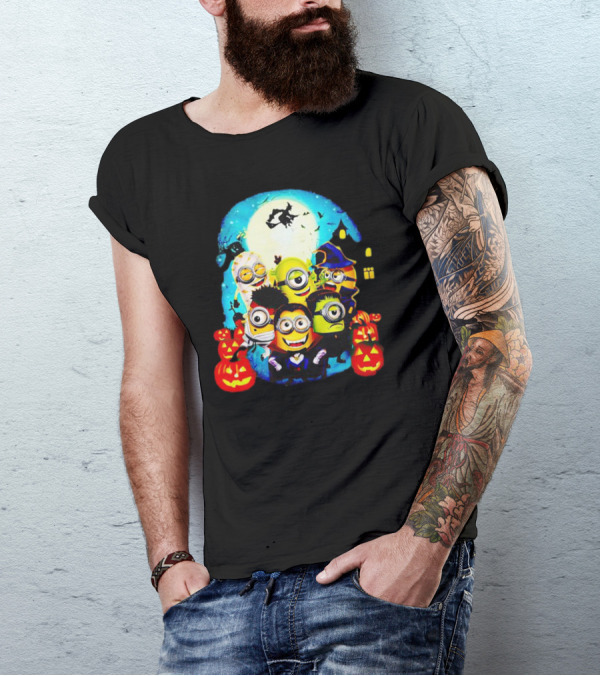 Minion Halloween Trick Or Treat With Spooky Theme And Pumpkins T-Shirt
