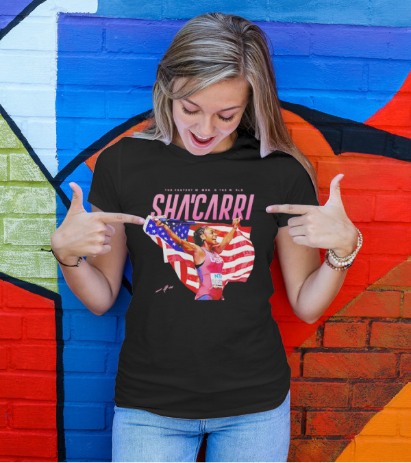SHA'CARRI The Fastest Women In The World USA Flag T-Shirt