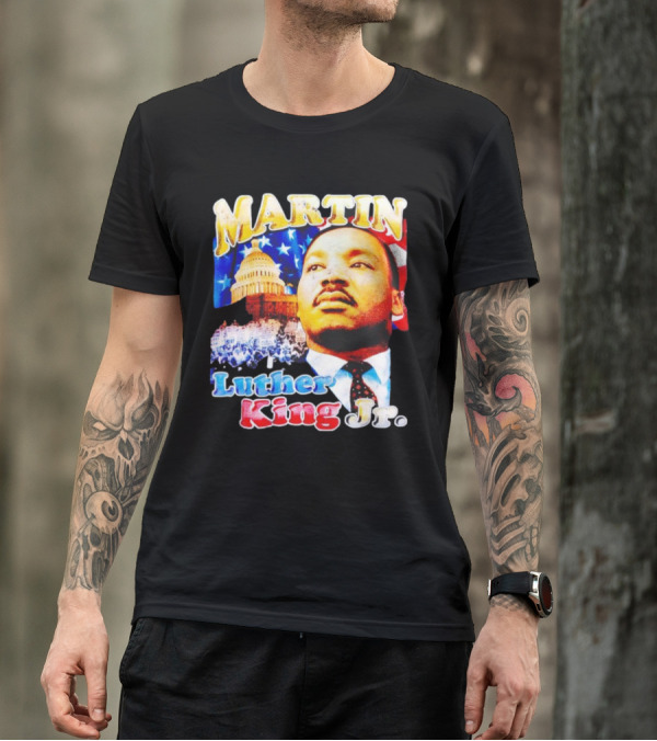 Martin Luther King Jr Vintage 90s American Flag Capitol T-Shirt