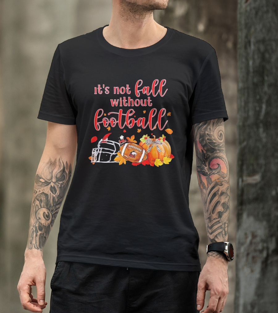 Northern Illinois Huskies It's Not Fall Without Football Helmet Pumpkin Leaves T-Shirt