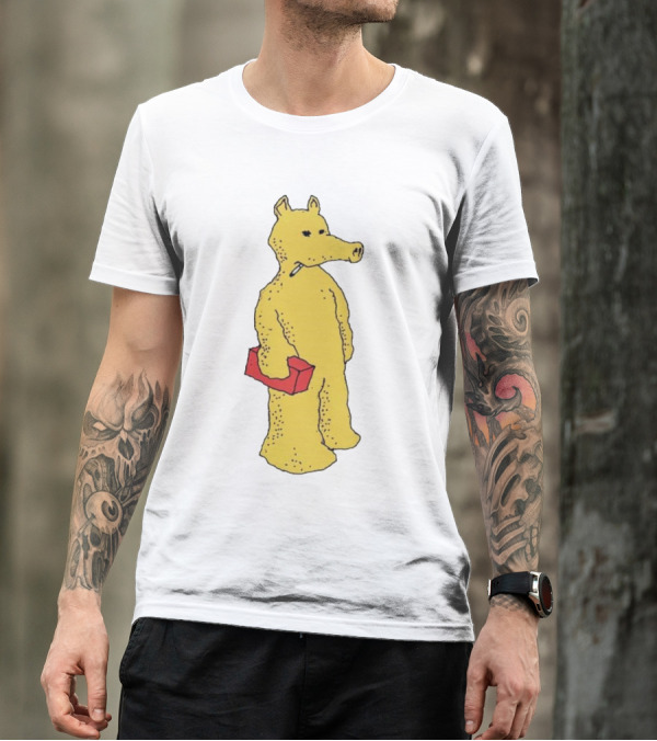 Quasimoto Baby Yellow Character Holding Red Brick T-Shirt