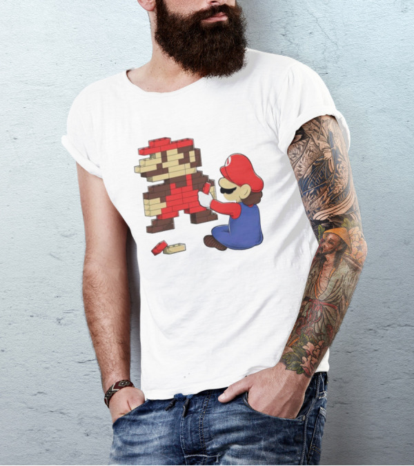 Super Mario Pixel Blocks Retro Builder T-Shirt