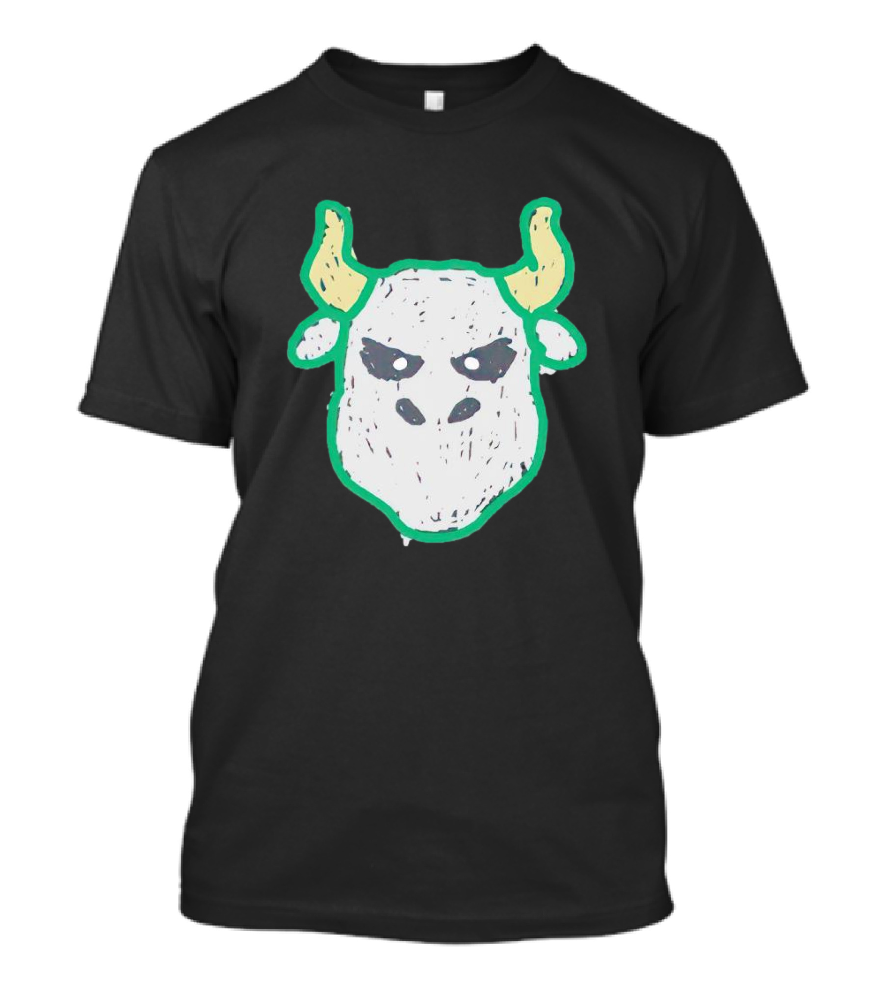 For All The Bulls Face Mask Illustration On Black Canvas T-Shirt