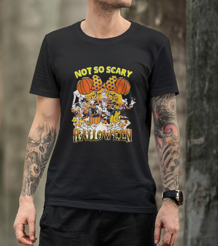 Not So Scary Halloween Disney Characters Pumpkins And Polka Dots T-Shirt