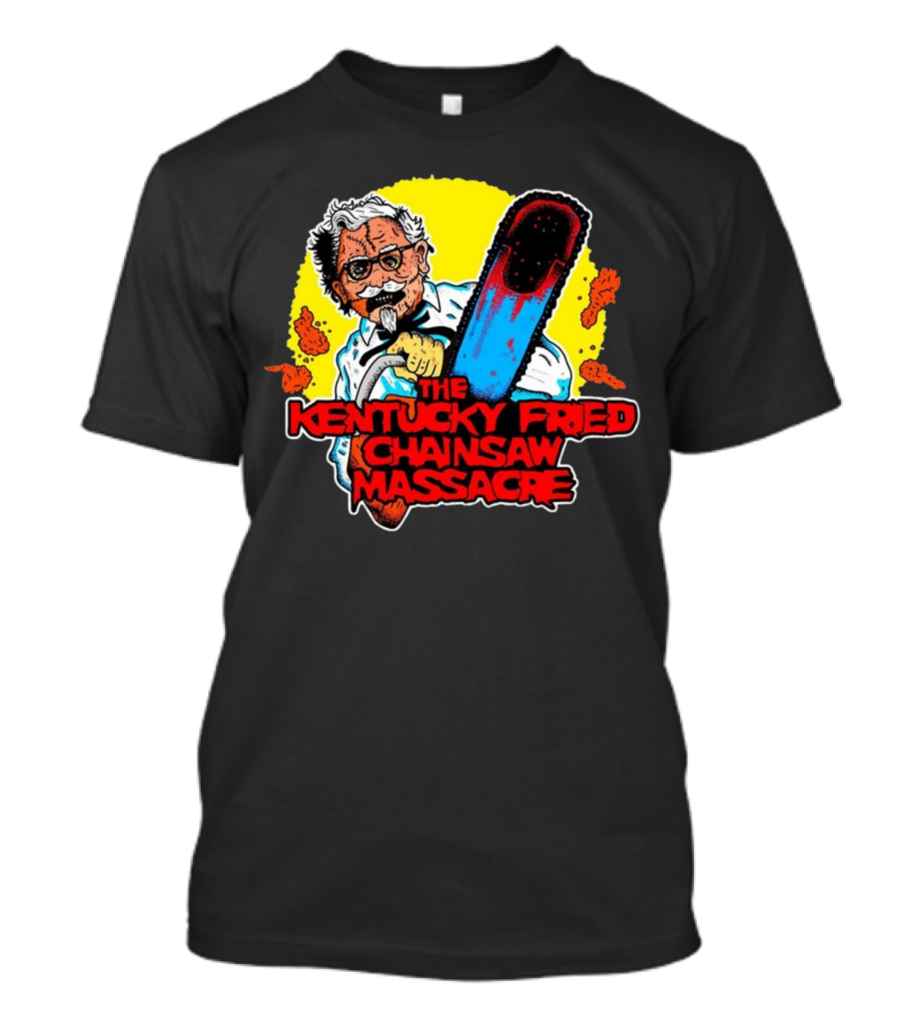 The Kentucky Fried Chainsaw Massacre Colonel Holding Chainsaw T-Shirt