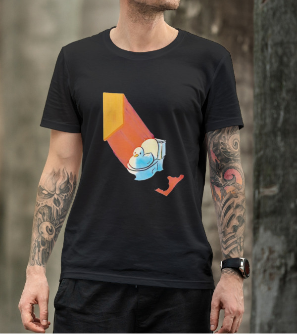 Duck Sitting In Bathroom Corner With Shadow Reflection T-Shirt