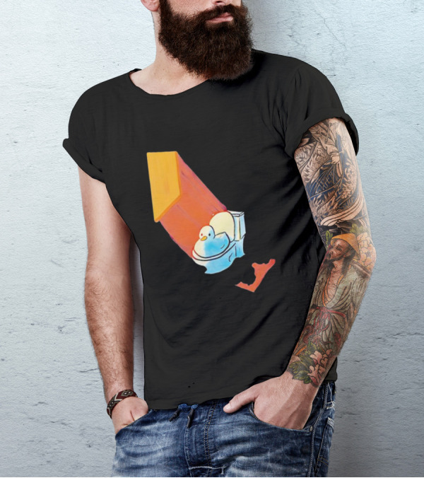Duck Sitting In Bathroom Corner With Shadow Reflection T-Shirt