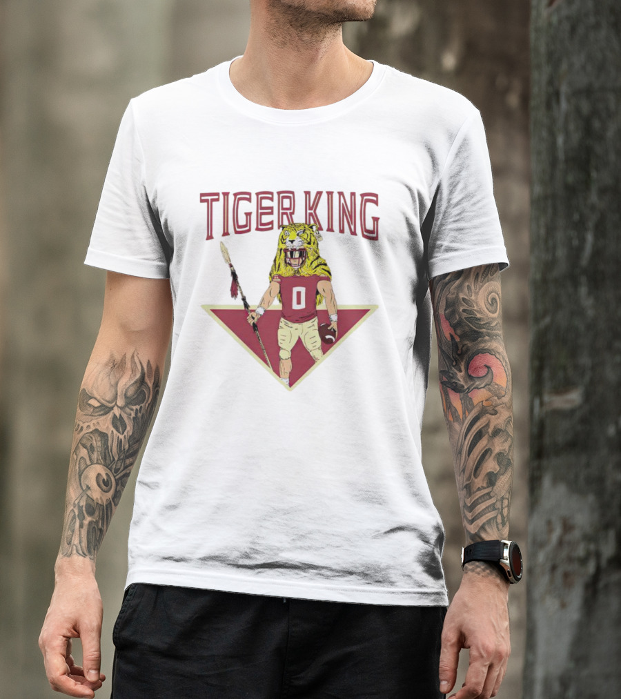 FSU Tiger King Football Warrior With Spear And Helmet T-Shirt