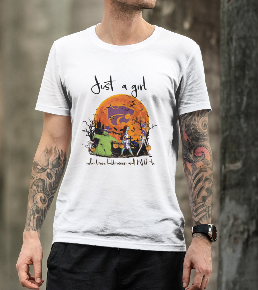 Just A Girl Who Loves Halloween And Kansas State Wildcats The Nightmare Before Christmas T-Shirt