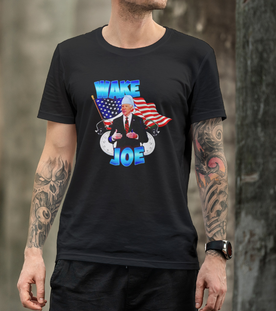 Wake Up Joe American Flag Clock Patriots T-Shirt