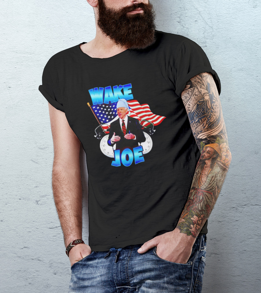 Wake Up Joe American Flag Clock Patriots T-Shirt