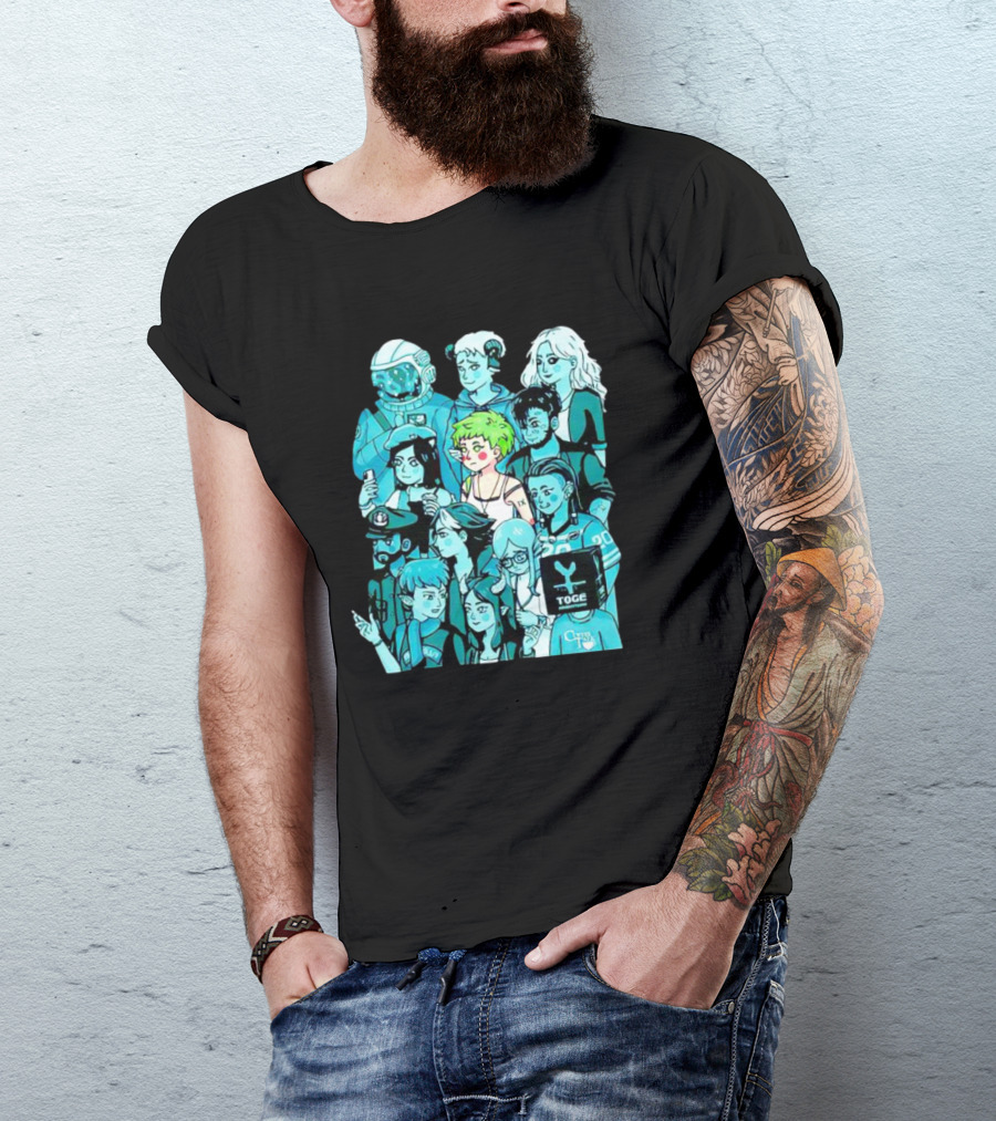 Freya And Friends Colorful Illustration With Togek And Clouy Text T-Shirt