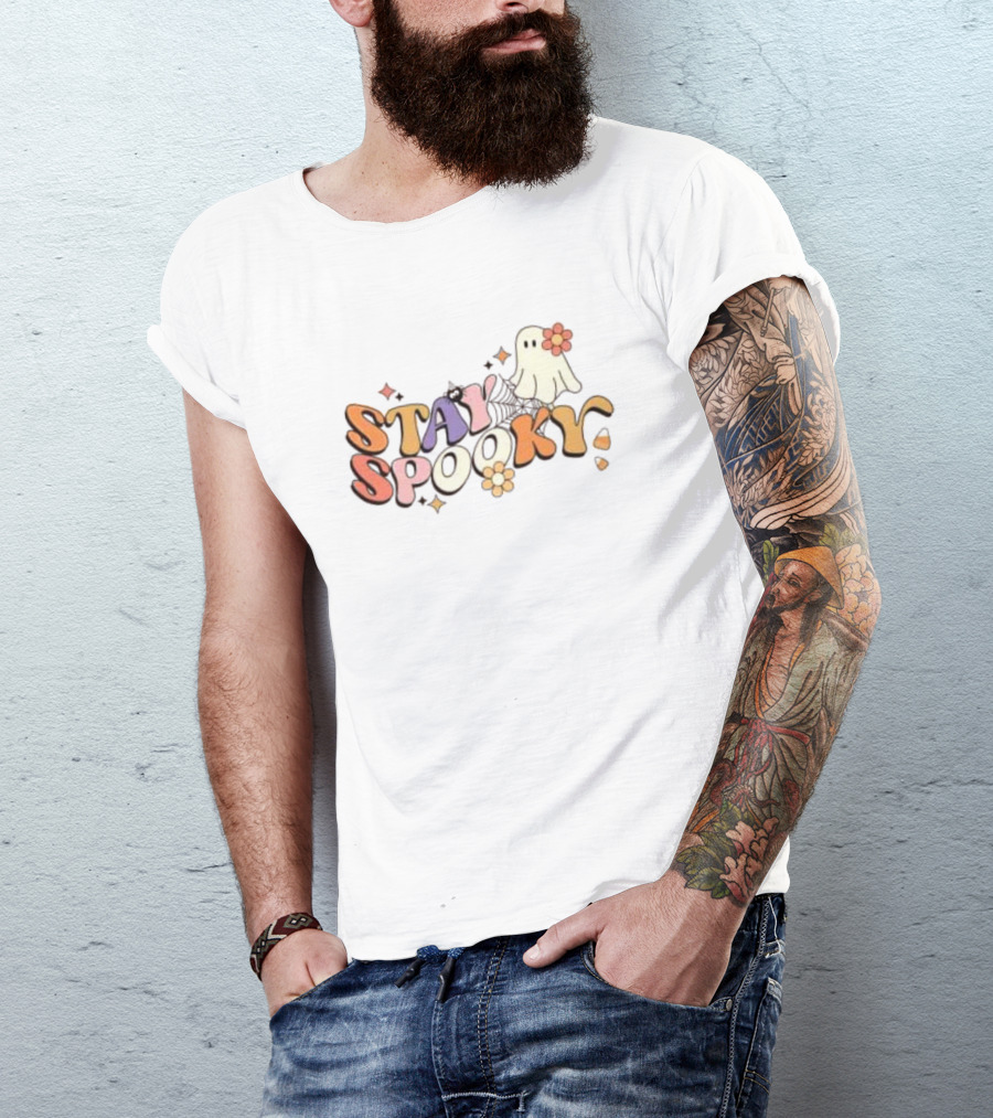 Stay Spooky Ghost With Flowers T-Shirt