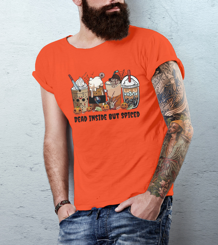 Dead Inside But Spiced Halloween Spooky Pumpkin Latte T-Shirt