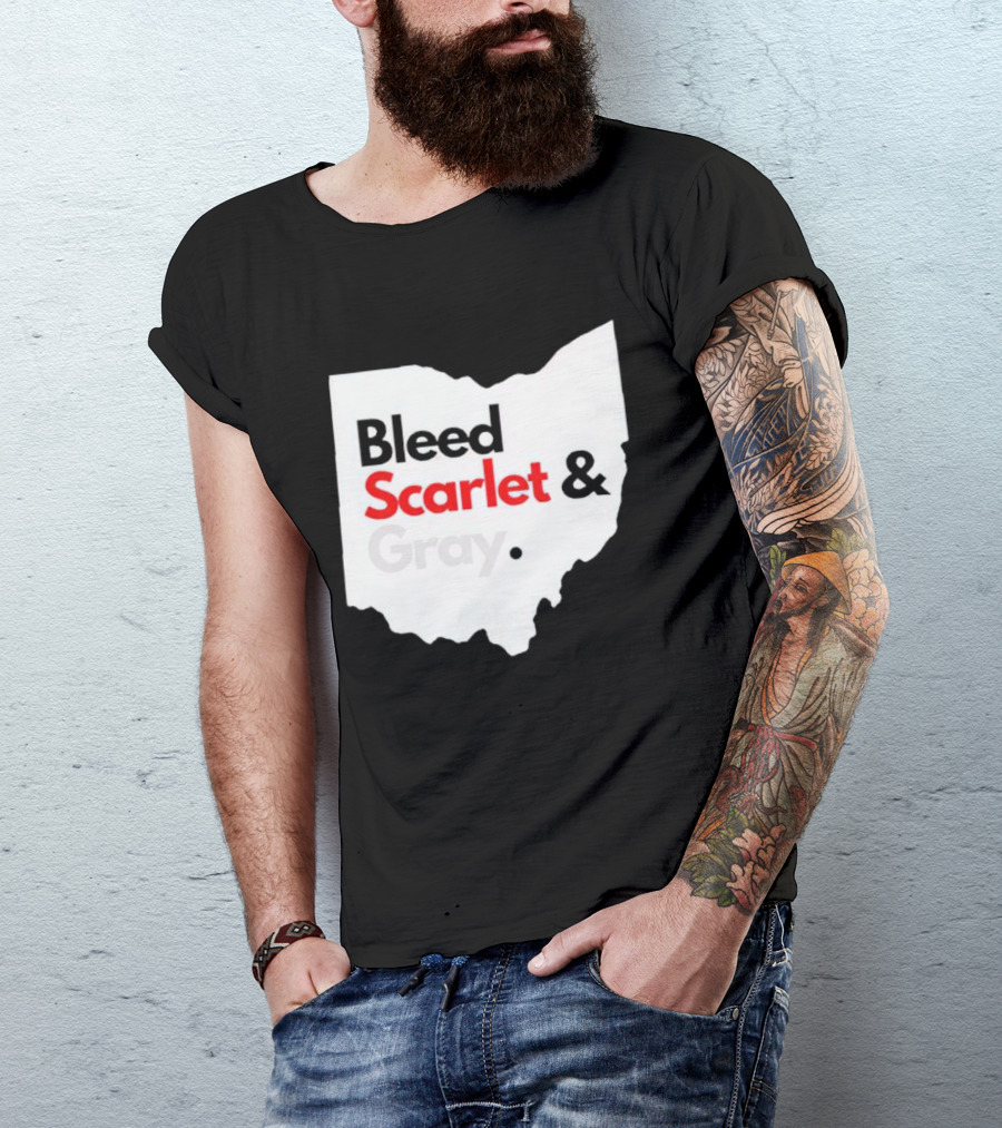 Ohio State Buckeyes Bleed Scarlet And Gray Map T-Shirt