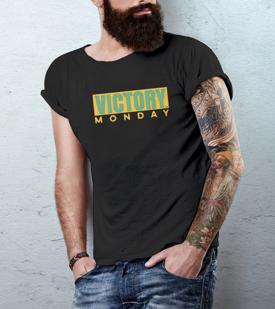 Victory Monday Green And Yellow Football Fan T-Shirt