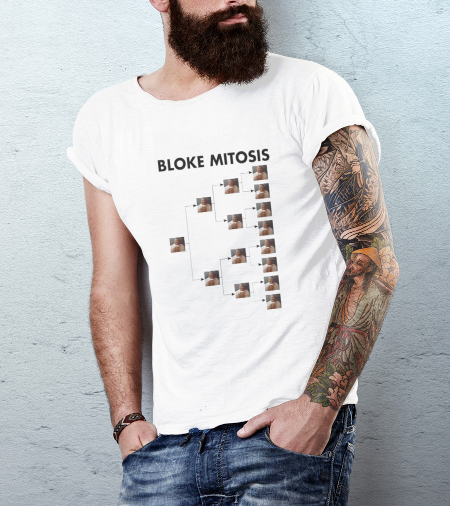 Bloke Mitosis Multiplication Chart Of Cloned Man T-Shirt