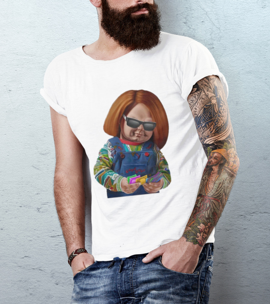 Chucky Good Guys Child’s Play Halloween Icon With Sunglasses And Cards T-Shirt
