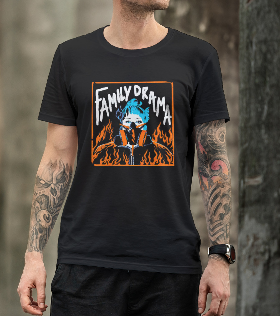 FAMILY DRAMA Flames Masked Girl T-Shirt