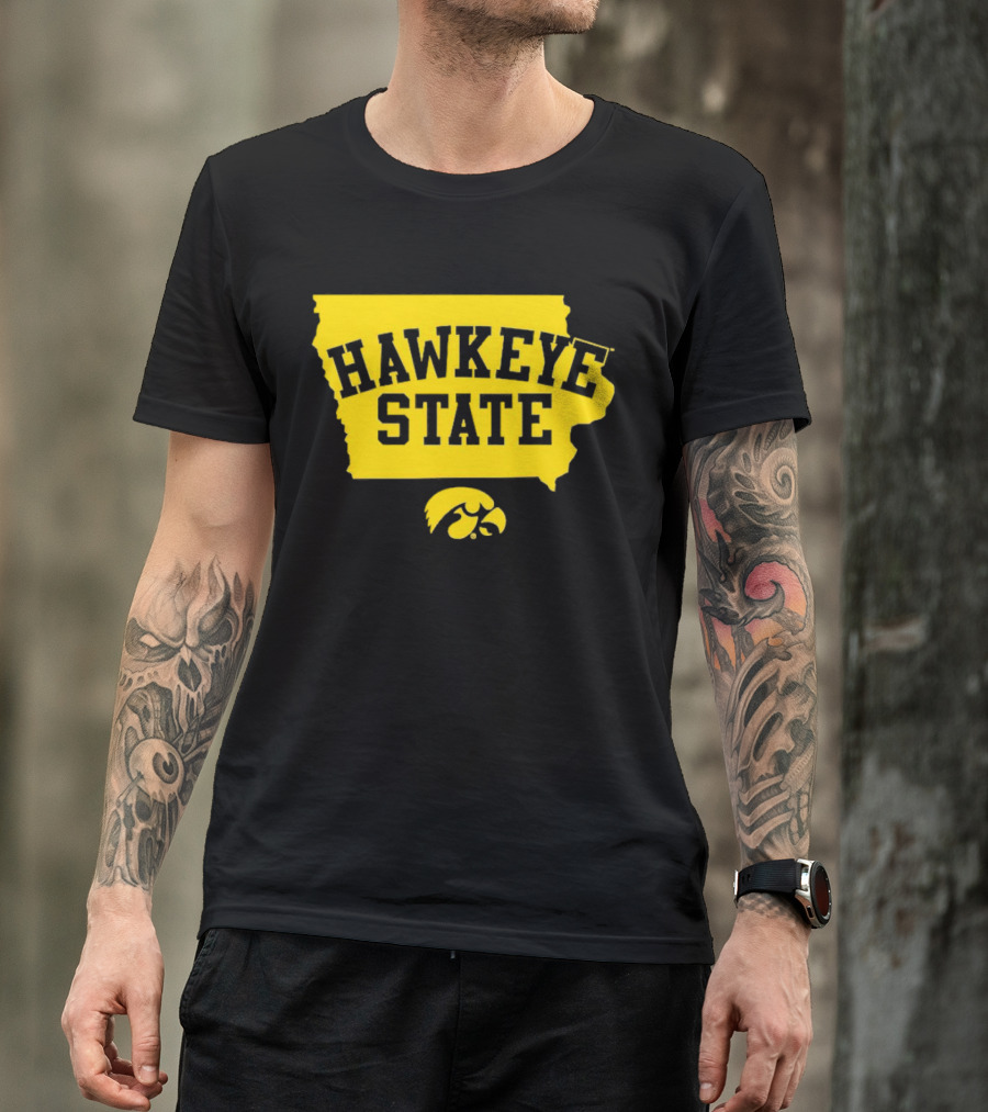 Iowa Hawkeye State Football Map Bold Yellow T-Shirt