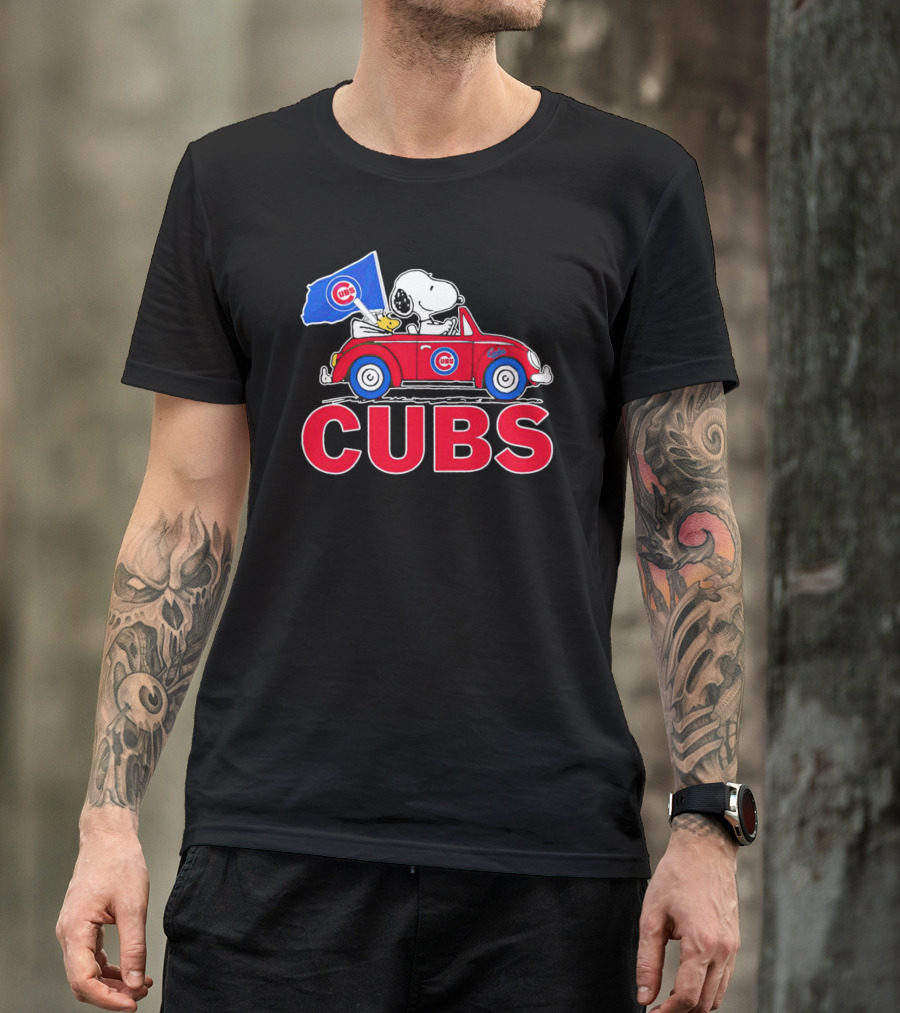 Snoopy Woodstock Chicago Cubs Car Adventure T-Shirt